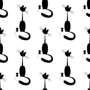 seamless pattern with cat and mouse