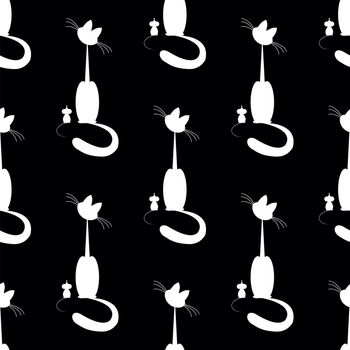 seamless pattern with cat and mouse