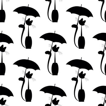 seamless pattern with Cat in umbrella