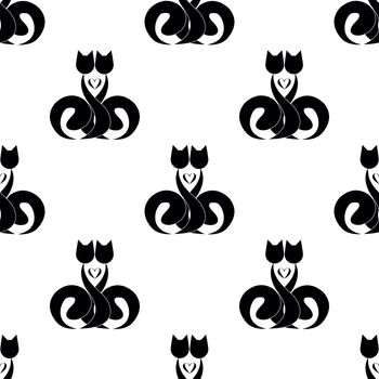 seamless pattern with abstract cat