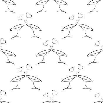 seamless pattern with pair wineglass