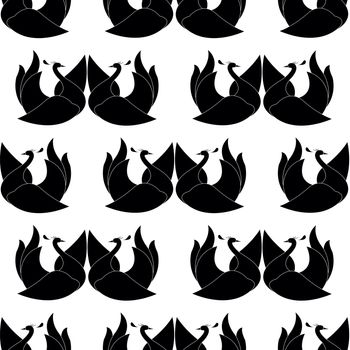 seamless pattern with black swan on white background