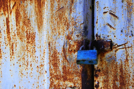 old metal door with padlock