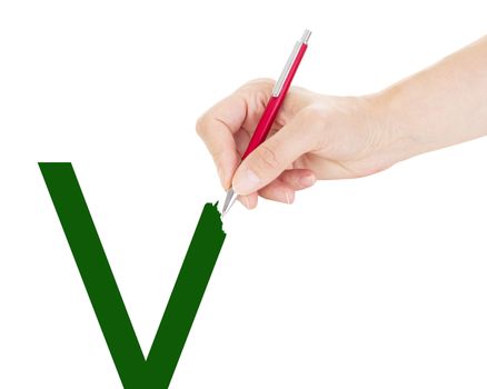 Checked with green by hand with pen