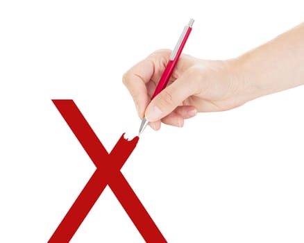 Rejected with red by hand with pen
