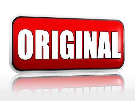 Original red 3d banner with white text