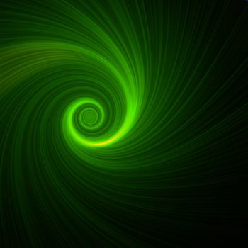 Abstract green spiral over dark background