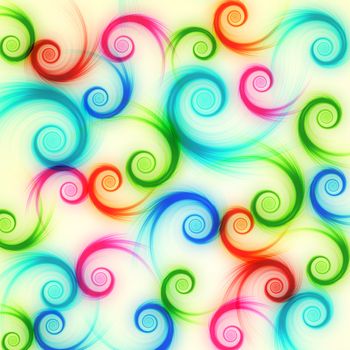 abstract background with different bright color spirals