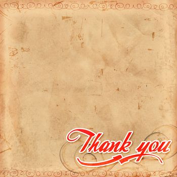 Thank you, text over old paper with decoration