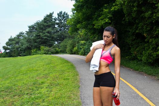 Woman rests after running