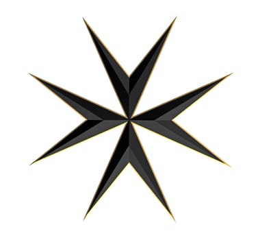Maltese Cross Isolated on White, 3D Render