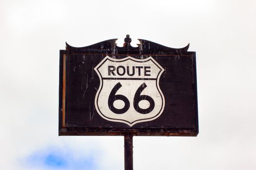 Weathered and Worn Route 66 Road Sign