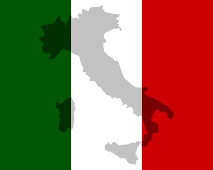 Map and flag of Italy