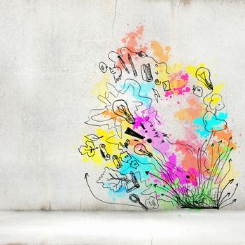 Background image with colorful splashes and drops