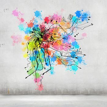 Background image with colorful splashes and drops