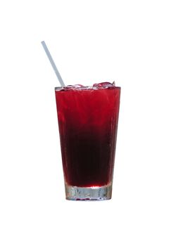 Red rum drink or cranberry juice against a white background