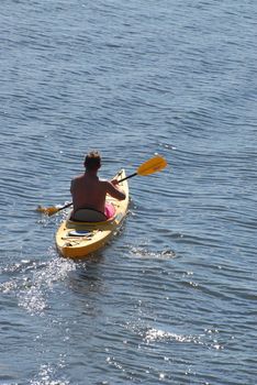 Kayaking at norwegian summer day