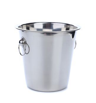 Empty bucket for champagne bottle isolated on a white background.