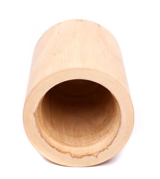 Top opened of handmade wooden Jar on a white background