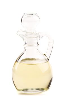 olive oil carafe closed on a white background