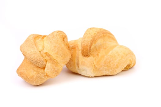 Croissants or crescent rolls on a white background