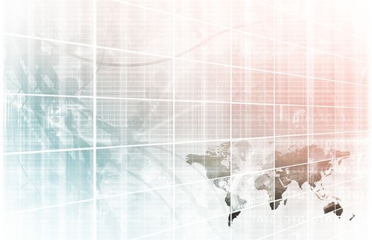 Business Technology Background with World Map Online