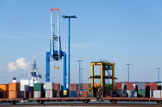 dock cranes in the port of Helsinki. Finland.