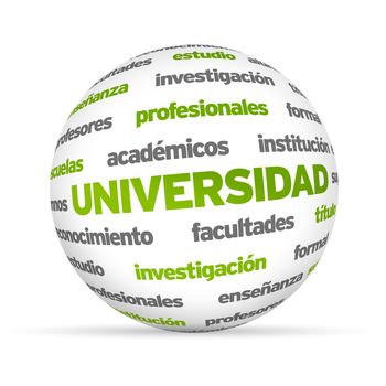3d University Word Sphere isolated on white background.