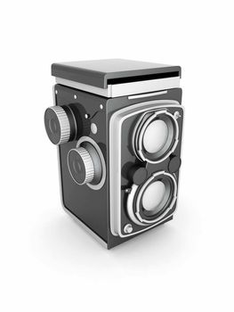 Vintage digital camera on a white background