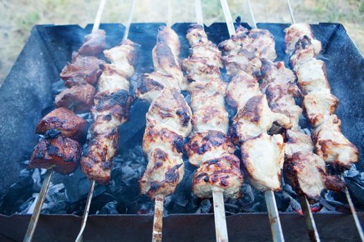 grilled meat outdoors