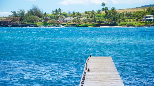 Pier in Pacific Ocean in Hawaii, Kauai