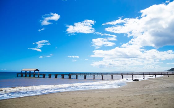 Pier in Pacific Ocean in Hawaii, Kauai