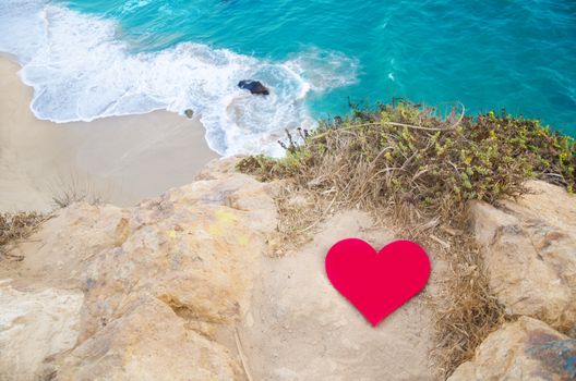 Heart shape on the top of the hill next the Pacific ocean in Malibu