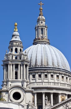 The dome and one of the towers of St. Paul's Cathedral.