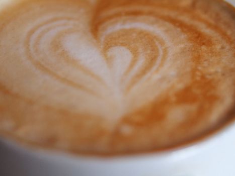 Closeup image of a cafe mocha mug.