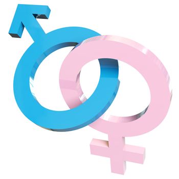 3d render illustration of male and female signs
