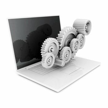 Image of laptop technology on a white background isolated
