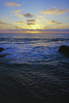 Pacific Ocean in California at dusk