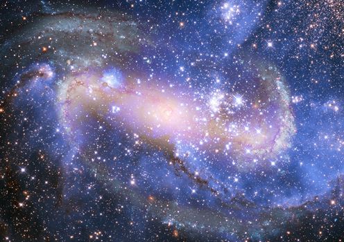 Stars and spiral galaxy in a free space. "Elements of this image furnished by NASA".