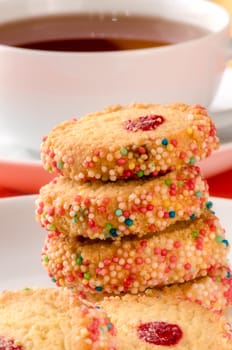 French multi-colored biscuits. Paris. France.