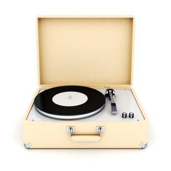 retro turntable isolated on white background