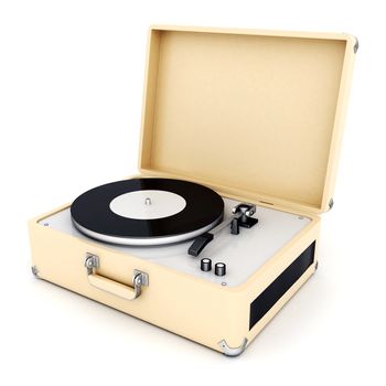 retro turntable isolated on white background