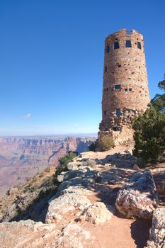 The Watchtower at the Grand Canyon was built in 1932 to replicate an ancient pueblo tower.