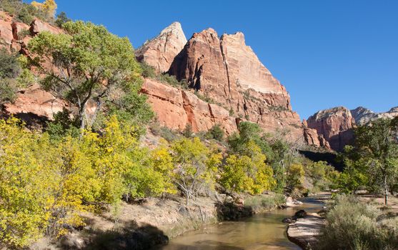 This is the North Fork of the Virgin river running through Zion Canyon. This image was taken in the Fall.