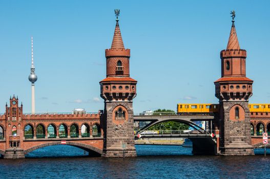 view of the Oberbaum bridge in Berlin