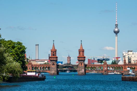 view of the Oberbaum bridge in Berlin