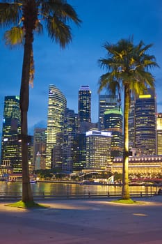 Singapore embankment in the evening