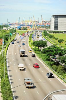 Busy traffic on highway in Singapore