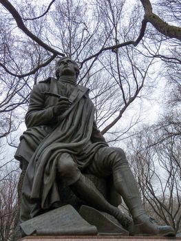 sculpture of Robert Burns in the Central Park of NYC
