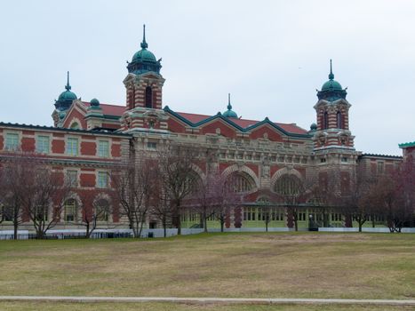 immigration terminal on Ellis Island in the harbor of NYC